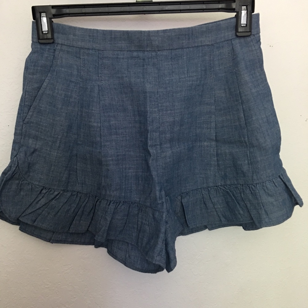 NWT Chambray ruffled jcrew shorts with pockets